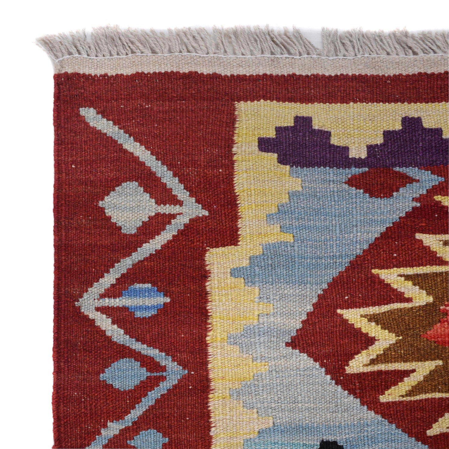 Colorful Flat-Weave Wool Kilim Runner 2' 7" x 6' 5" ft / 80 x 196 cm - No. G29669