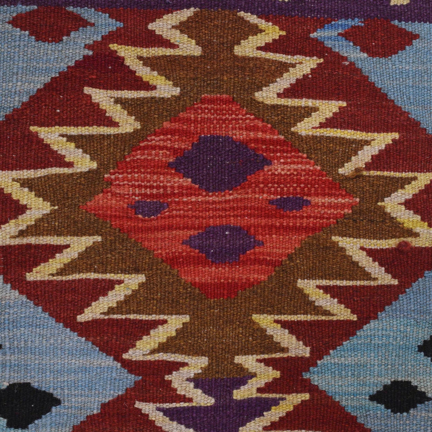 Colorful Flat-Weave Wool Kilim Runner 2' 7" x 6' 5" ft / 80 x 196 cm - No. G29669