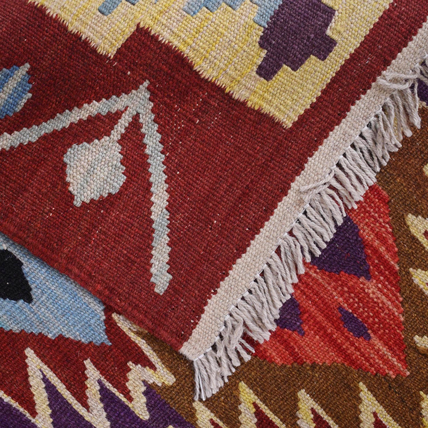 Colorful Flat-Weave Wool Kilim Runner 2' 7" x 6' 5" ft / 80 x 196 cm - No. G29669