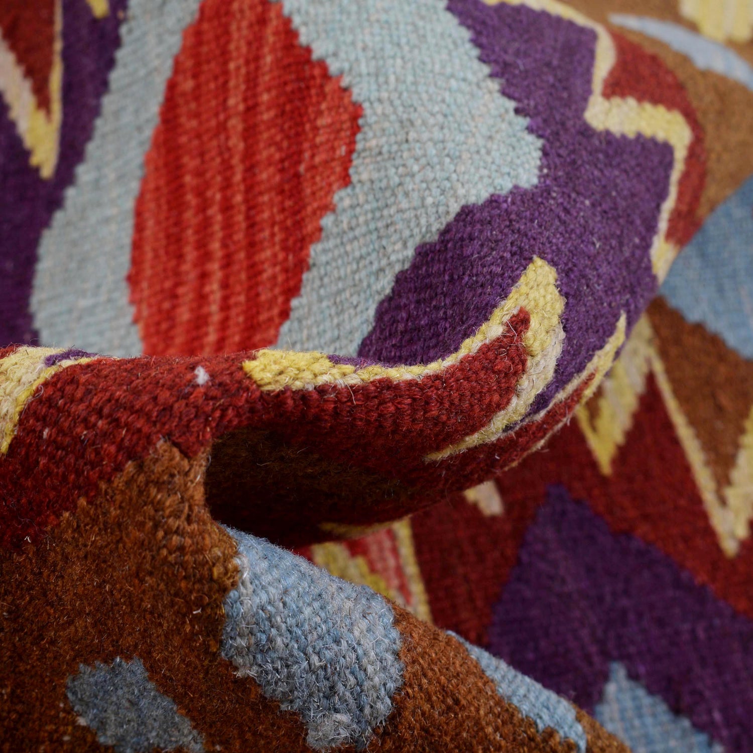 Colorful Flat-Weave Wool Kilim Runner 2' 7" x 6' 5" ft / 80 x 196 cm - No. G29669