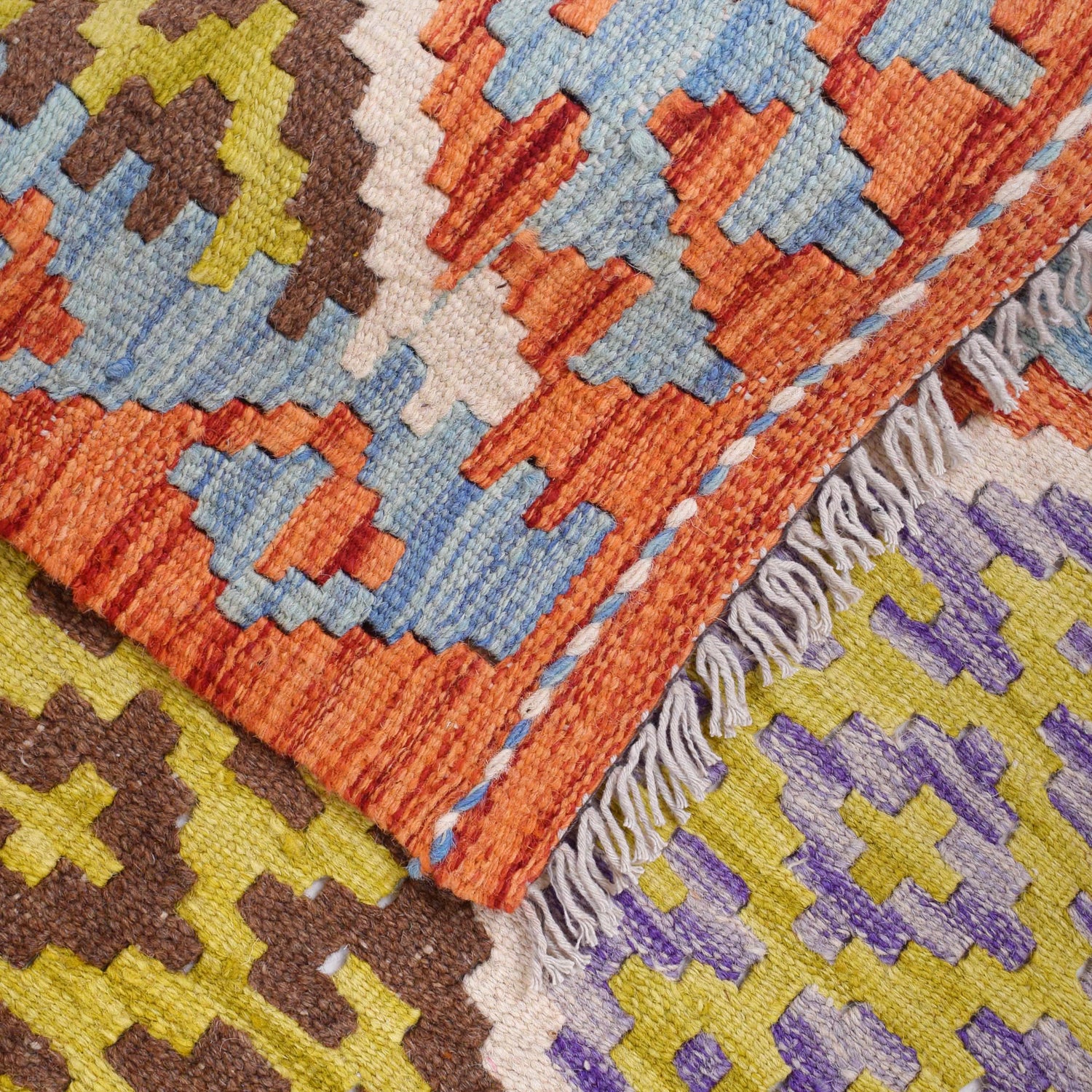 Hand Knotted Afghan Style Kilim Runner 2' 10" x 6' 4" ft / 87 x 194 cm - No. G29672