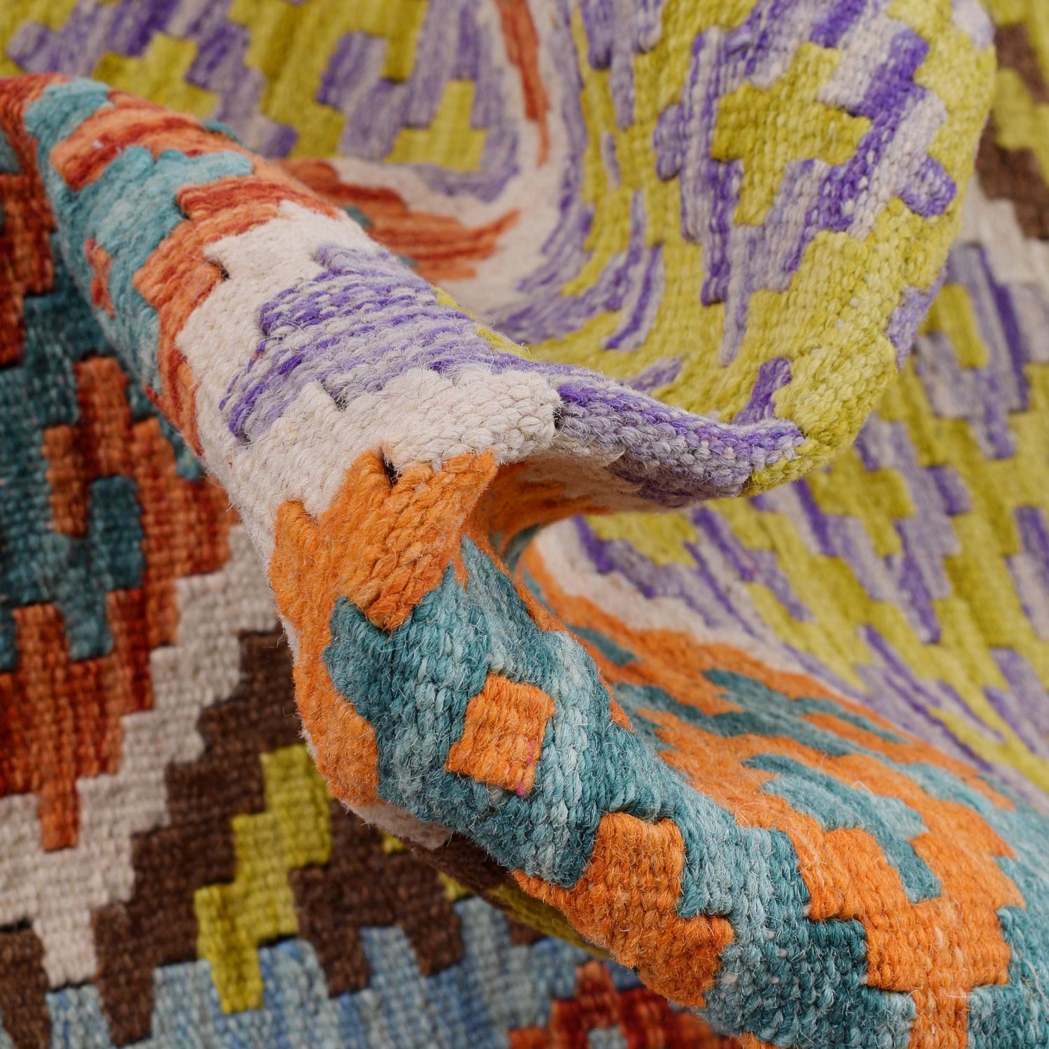 Hand Knotted Afghan Style Kilim Runner 2' 10" x 6' 4" ft / 87 x 194 cm - No. G29672