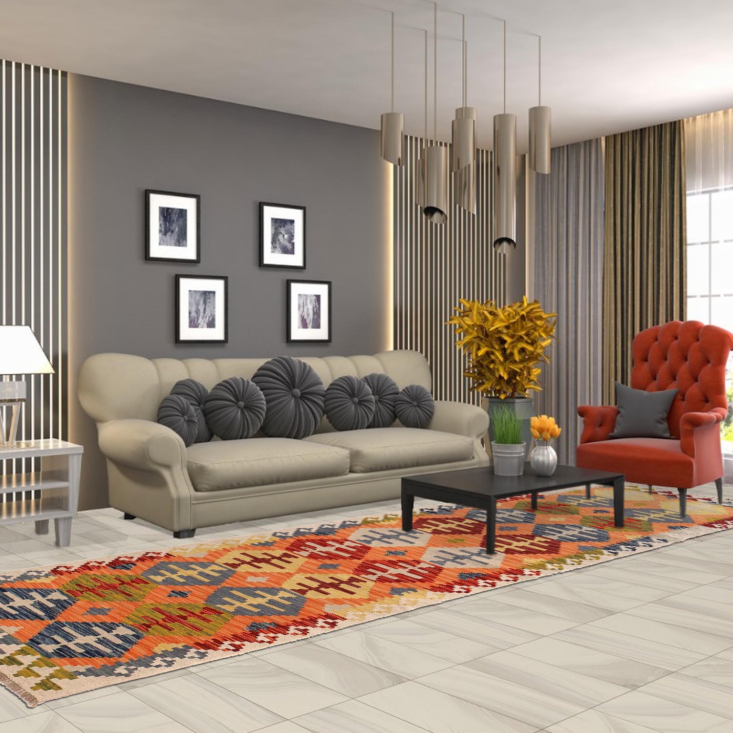 Long Chobi Kilim Runner 2' 7" x 9' 11" ft / 80 x 302 cm - No. G29745