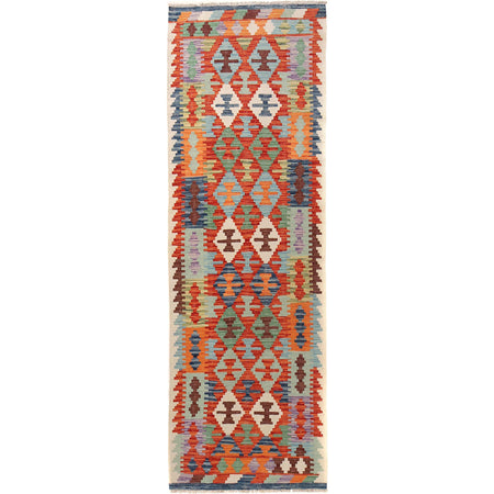 Hand Knotted Flatweave Kilim Runner 2' 10" x 9' 6" ft / 87 x 290 cm - No. G29746