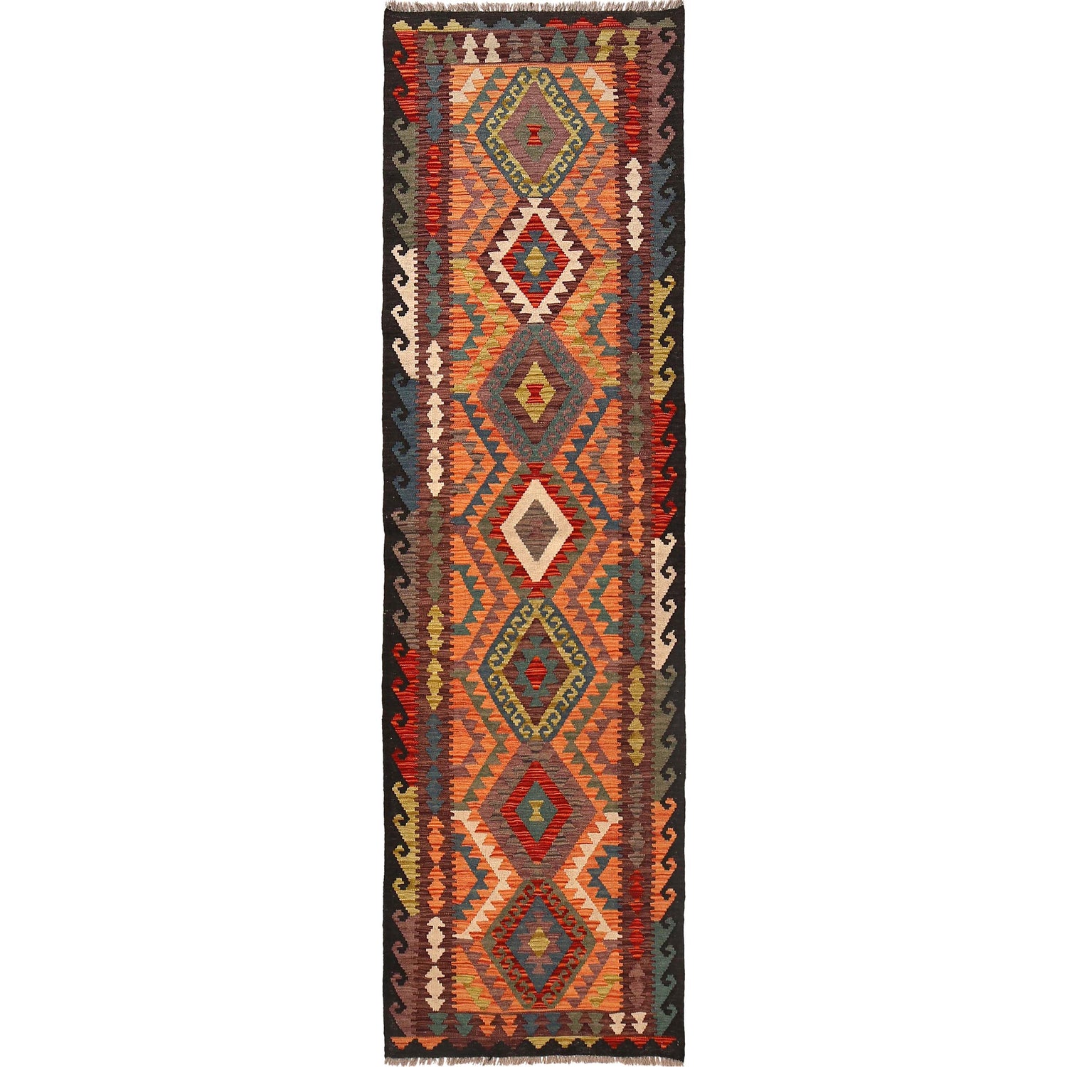 Hand Made Afghan Kilim Runner 2' 7" x 9' 3" ft / 78 x 281 cm - No. G29751