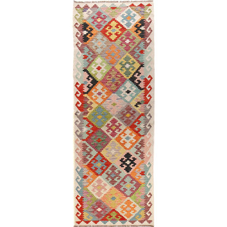 Hand Woven Wool Kelim Runner 2' 9" x 9' 7" ft / 83 x 293 cm - No. G29768