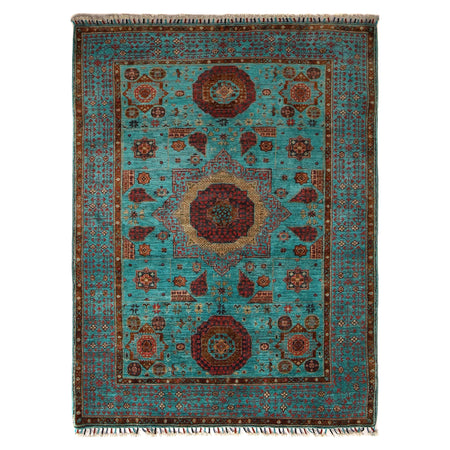 Oriental Mamluk Area Rug 4' 1" x 5' 10" ft / 124 x 178 cm - No. G31199