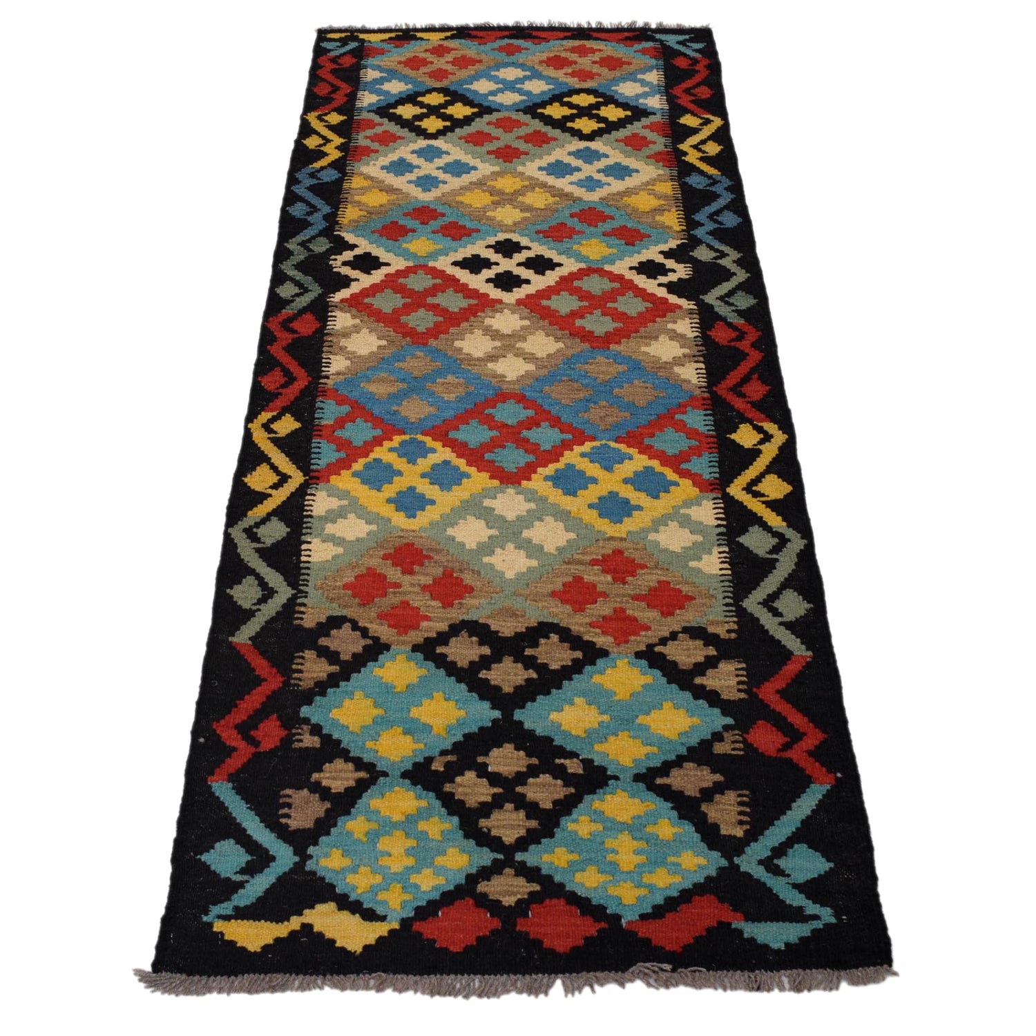 Hand Knotted Flatweave Kilim Runner 2' 2"x 6' 7" ft / 65 x 201 cm - No. G31270