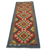 Colorful Flat-Weave Wool Kilim Runner 2' 2"x 6' 7" ft / 65 x 200 cm - No. G31271