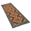 Colorful Flat-Weave Wool Kilim Runner 2' 2"x 6' 7" ft / 65 x 200 cm - No. G31271