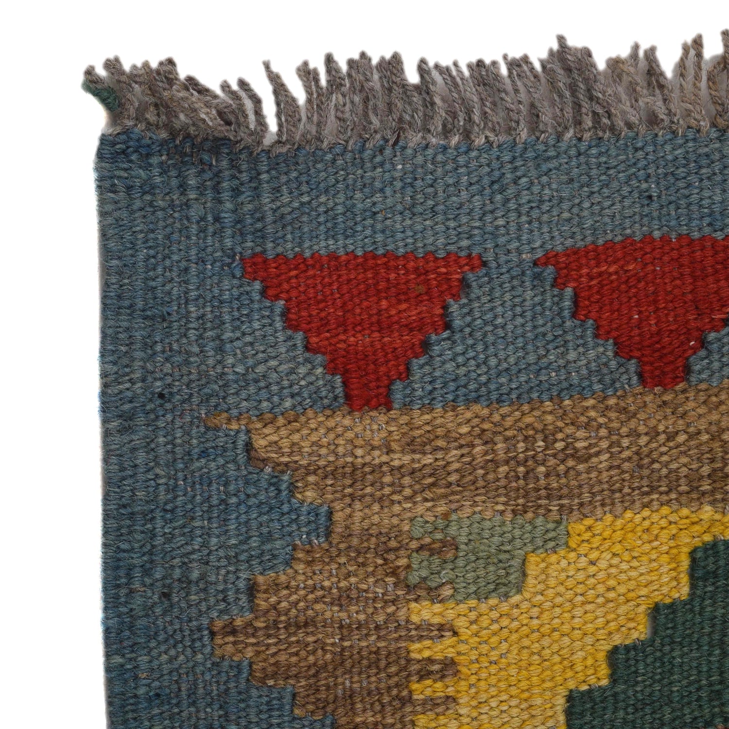 Colorful Flat-Weave Wool Kilim Runner 2' 2"x 6' 7" ft / 65 x 200 cm - No. G31271