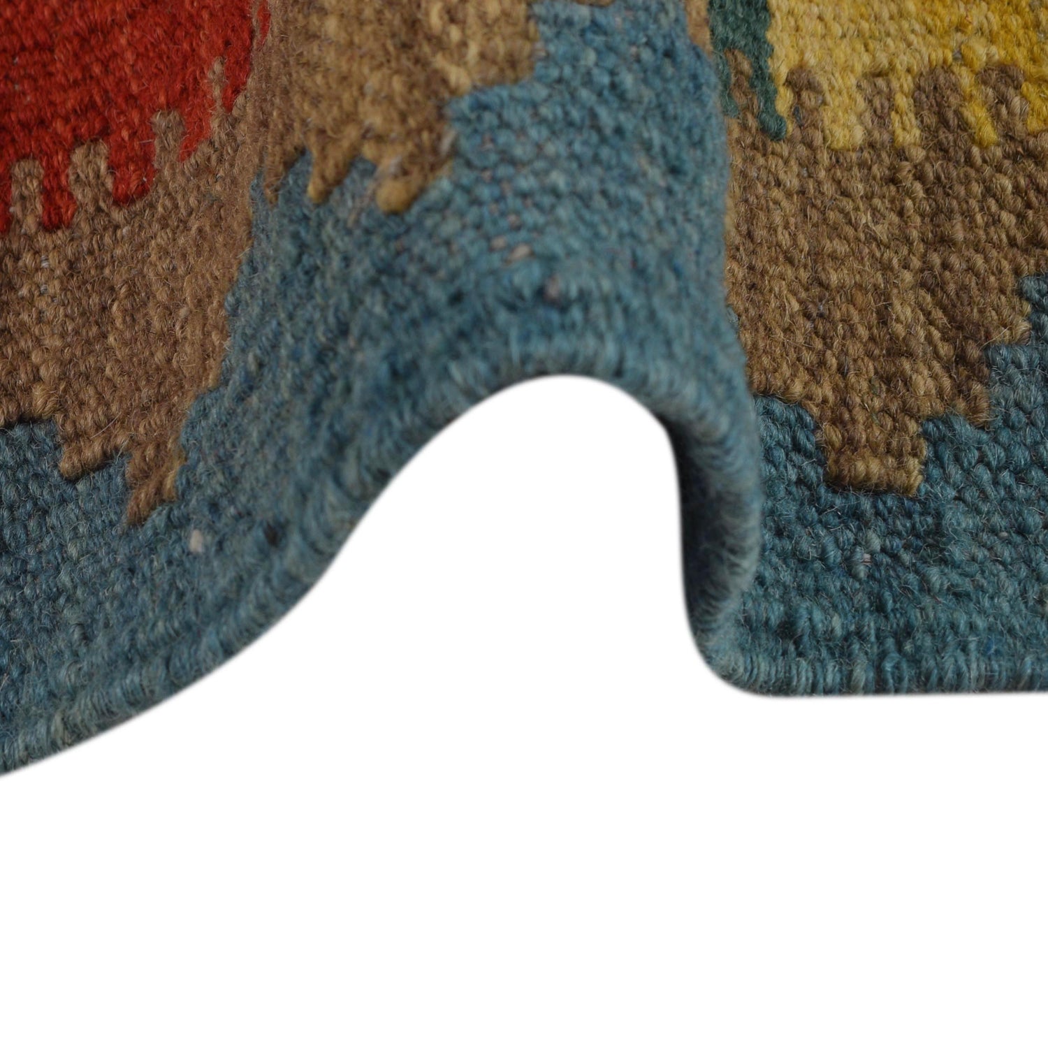 Colorful Flat-Weave Wool Kilim Runner 2' 2"x 6' 7" ft / 65 x 200 cm - No. G31271