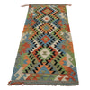 Colorful Flat-Weave Wool Kilim Runner 2' 2"x 6' 5" ft / 65 x 196 cm - No. G31273