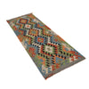 Colorful Flat-Weave Wool Kilim Runner 2' 2"x 6' 5" ft / 65 x 196 cm - No. G31273