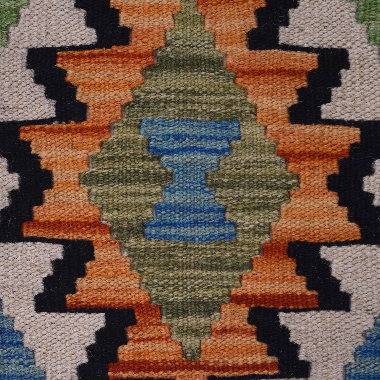 Colorful Flat-Weave Wool Kilim Runner 2' 2"x 6' 5" ft / 65 x 196 cm - No. G31273