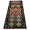 Colorful Flat-Weave Wool Kilim Runner 2' 2"x 6' 6" ft / 67 x 198 cm - No. G31274