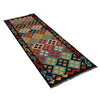 Colorful Flat-Weave Wool Kilim Runner 2' 2"x 6' 6" ft / 67 x 198 cm - No. G31274