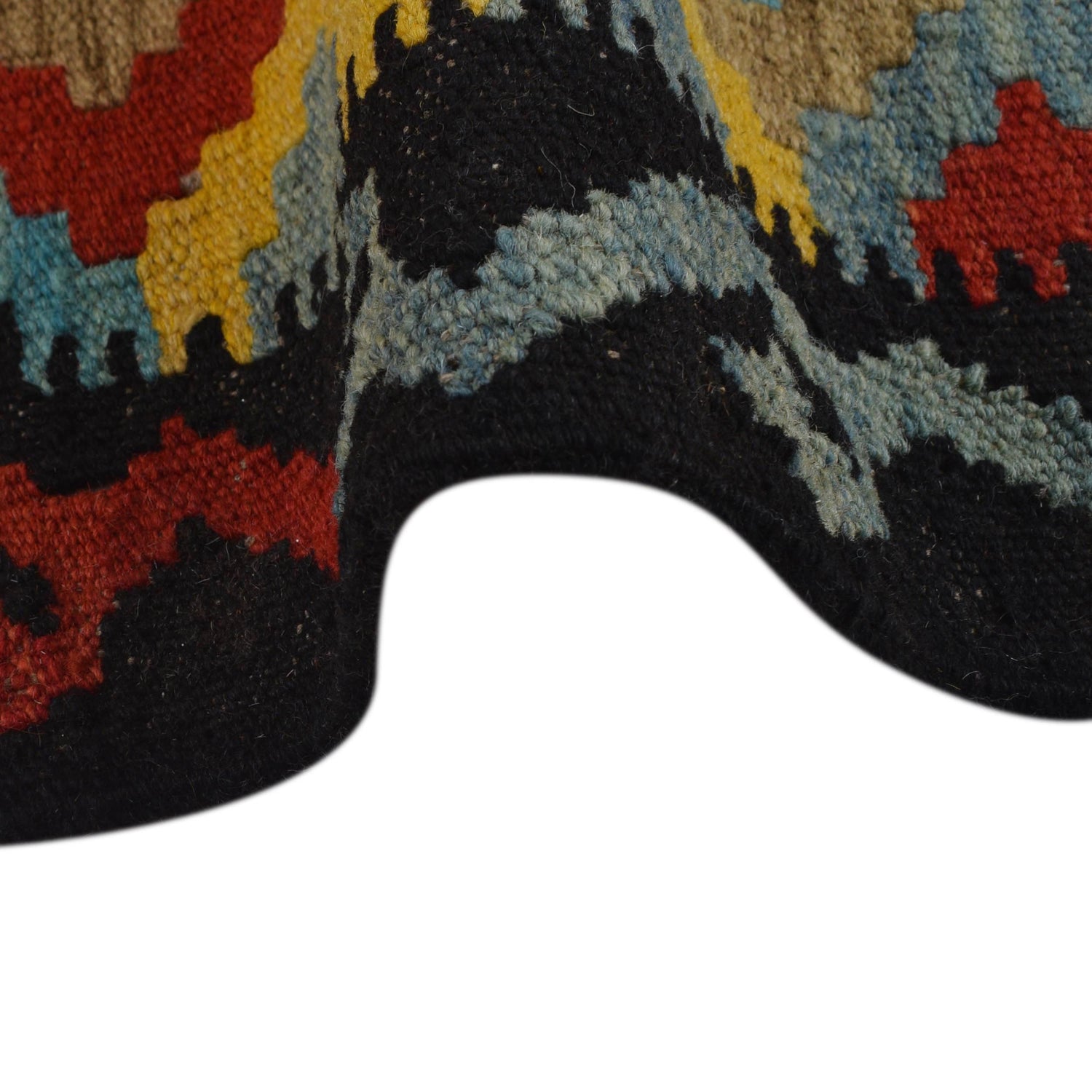 Colorful Flat-Weave Wool Kilim Runner 2' 2"x 6' 6" ft / 67 x 198 cm - No. G31274