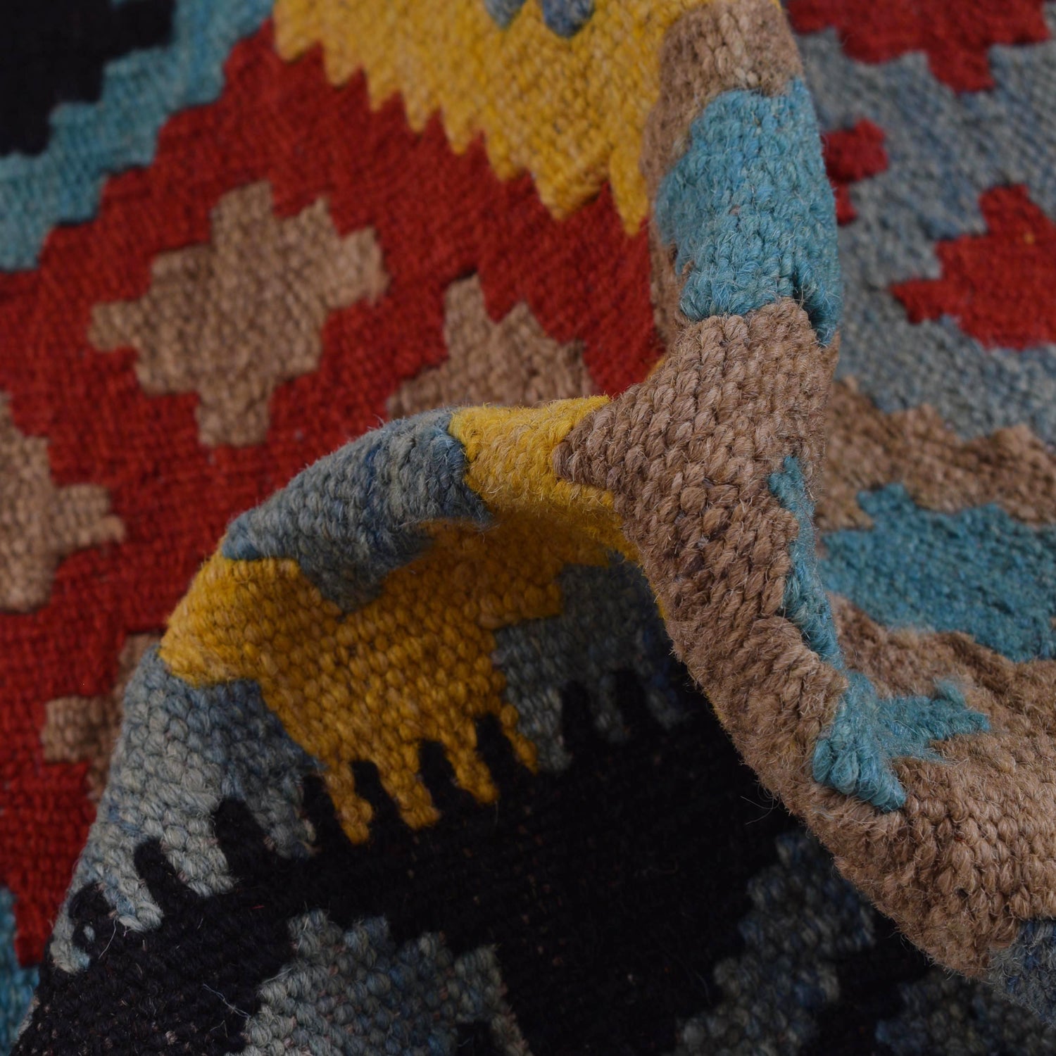 Colorful Flat-Weave Wool Kilim Runner 2' 2"x 6' 6" ft / 67 x 198 cm - No. G31274