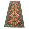 Colorful Flat-Weave Wool Kilim Runner 2' 2"x 6' 7" ft / 67 x 201 cm - No. G31275