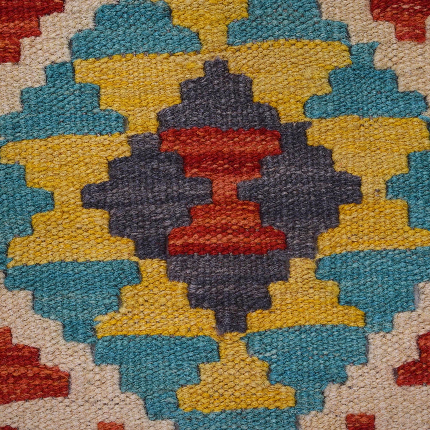 Colorful Flat-Weave Wool Kilim Runner 2' 2"x 6' 7" ft / 67 x 201 cm - No. G31275