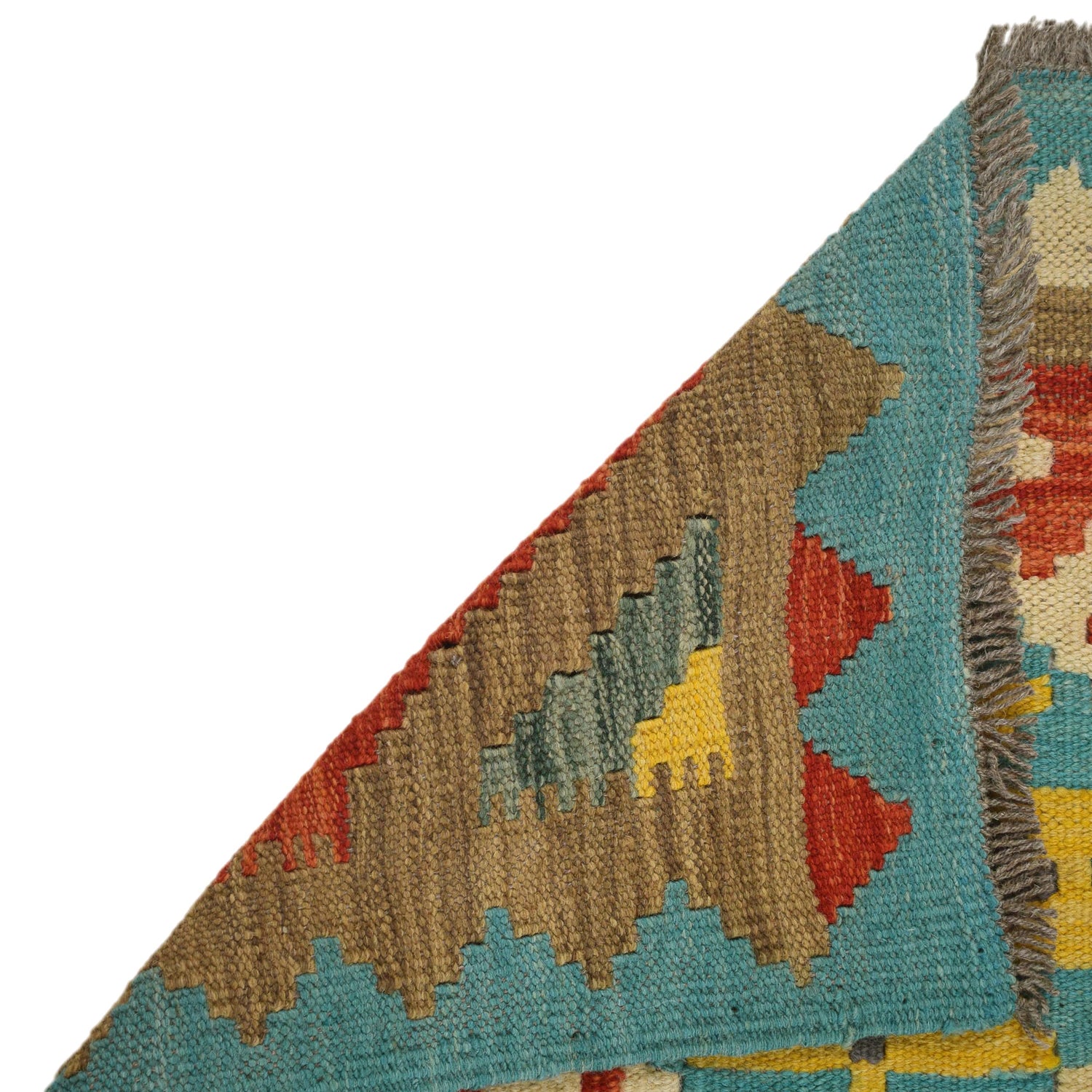 Colorful Flat-Weave Wool Kilim Runner 2' 2"x 6' 7" ft / 67 x 201 cm - No. G31275