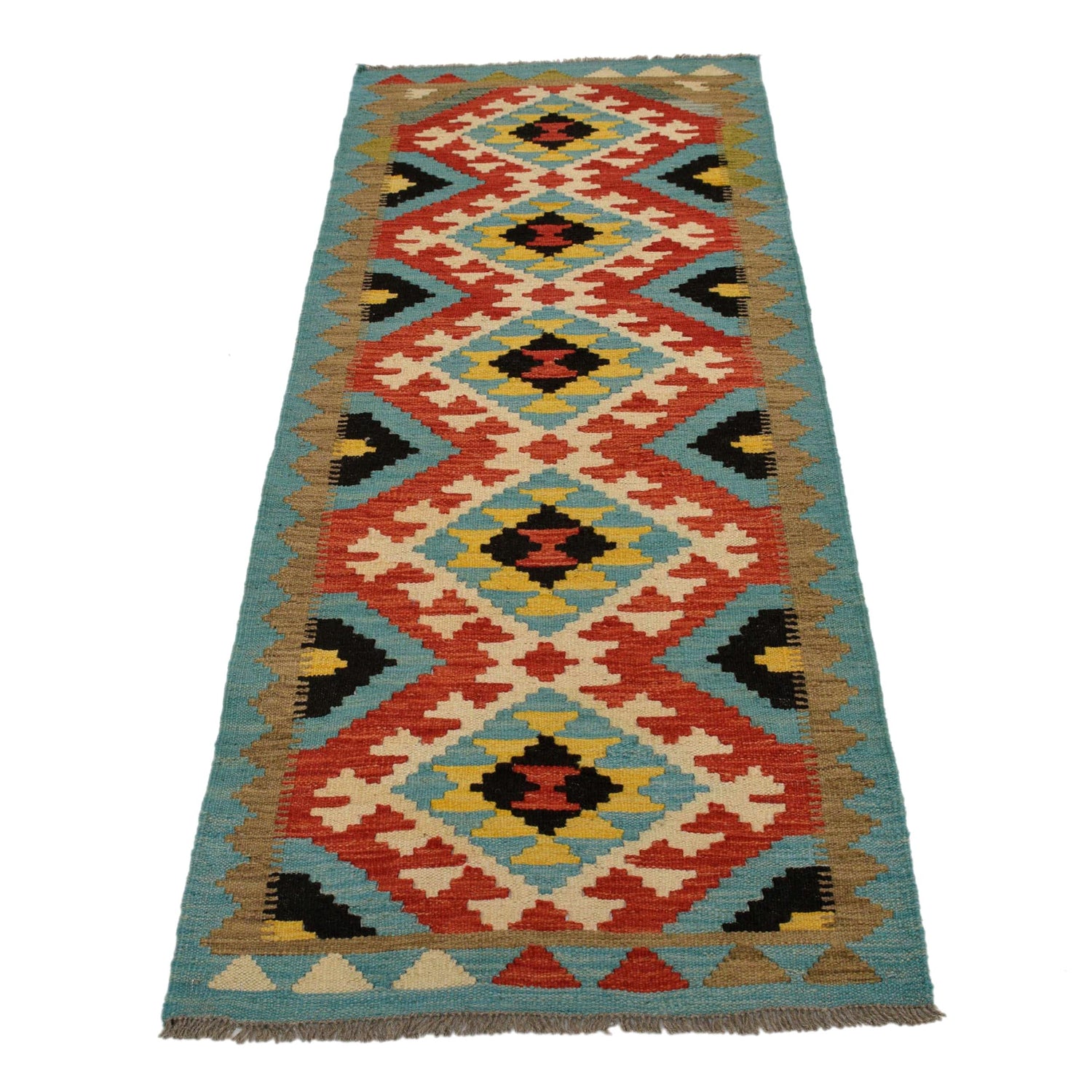 Short Kilim Runner 2' 2"x 6' 7" ft / 66 x 201 cm - No. G31277