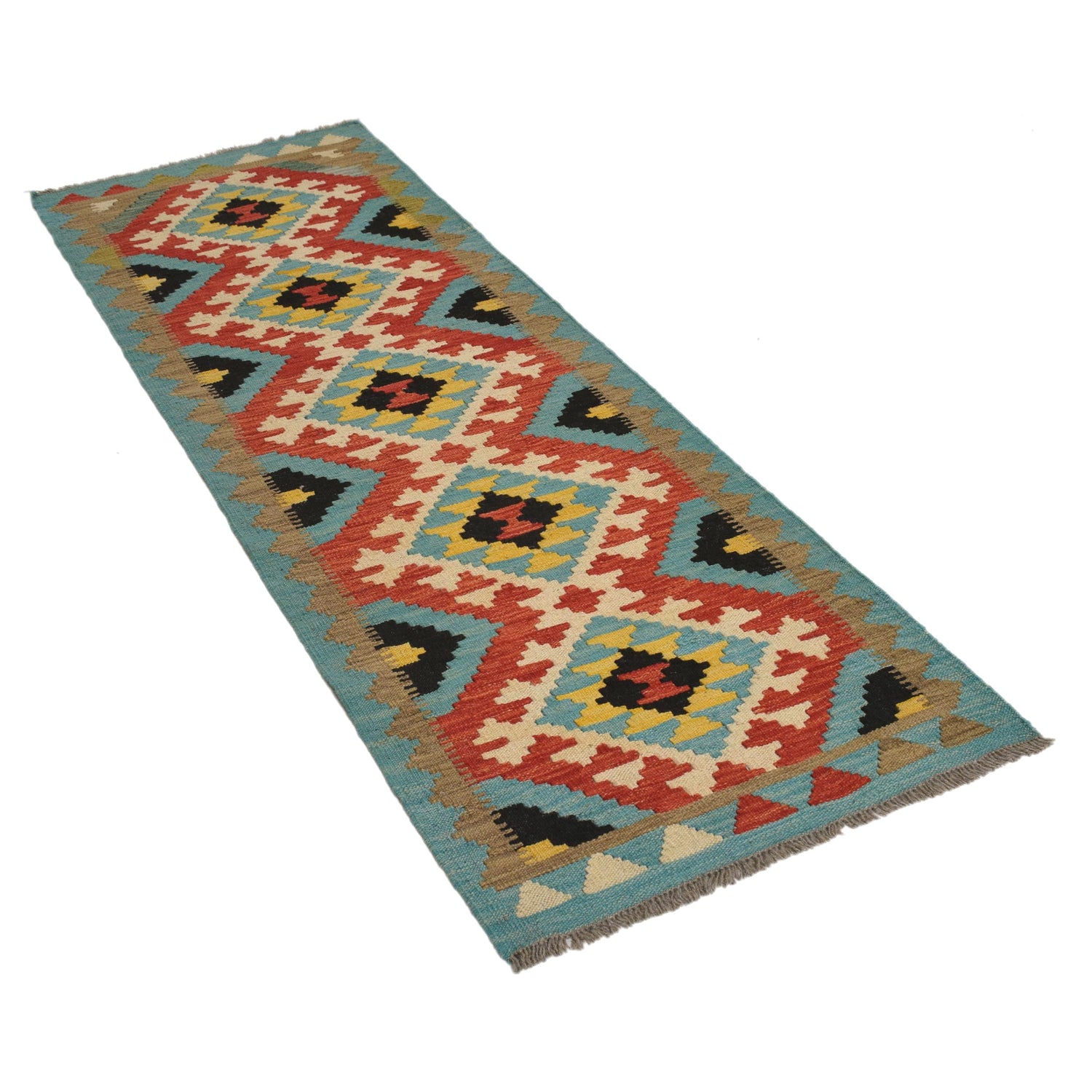 Short Kilim Runner 2' 2"x 6' 7" ft / 66 x 201 cm - No. G31277