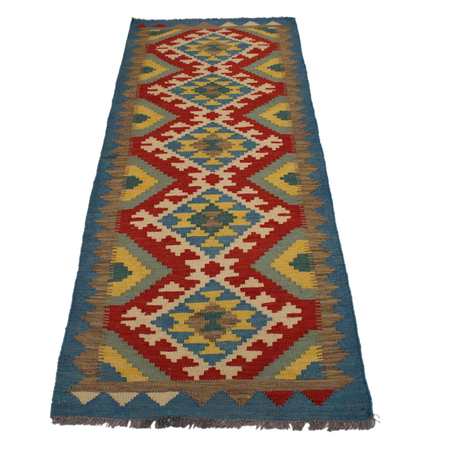 Short Kilim Runner 2' 2"x 6' 7" ft / 65 x 201 cm - No. G31278