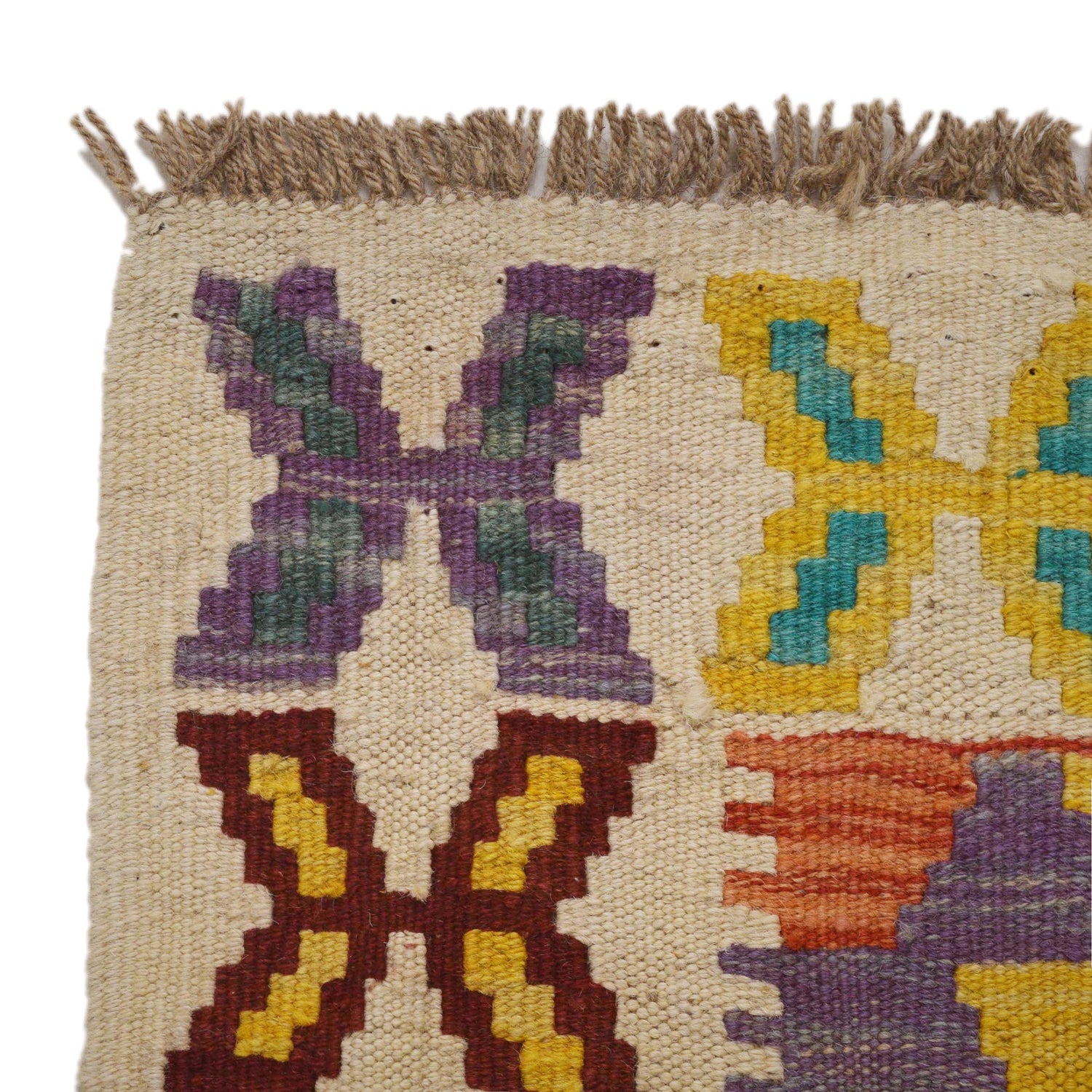 Colorful Flat-Weave Wool Kilim Runner 2' 2" x 5' 9" ft / 66 x 175 cm - No. G31286