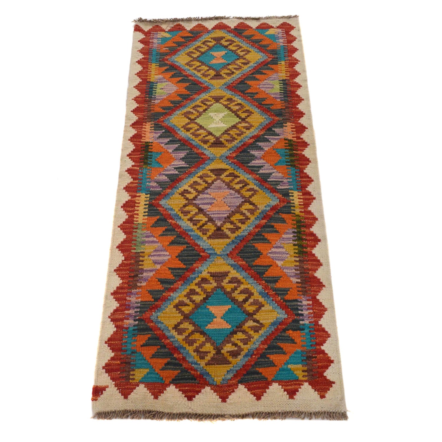 Hand Made Afghan Kilim Runner 1' 10" x 4' 3" ft / 55 x 130 cm - No. G31288