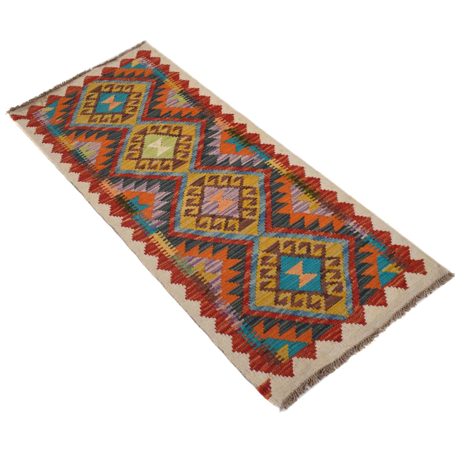Hand Made Afghan Kilim Runner 1' 10" x 4' 3" ft / 55 x 130 cm - No. G31288