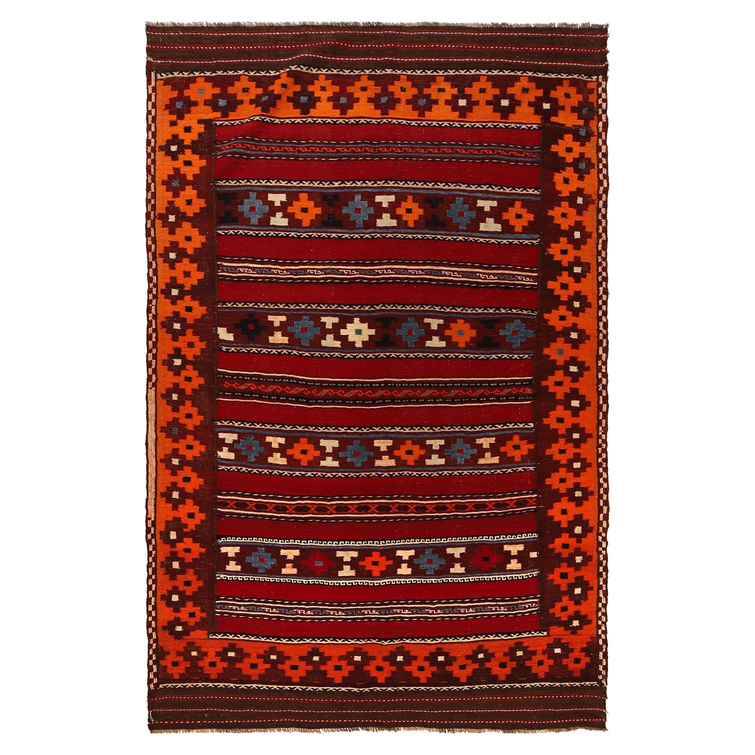 Flatweave Red Kilim 5' 9" x 9' 0" ft / 175 x 274 cm - No. G31301