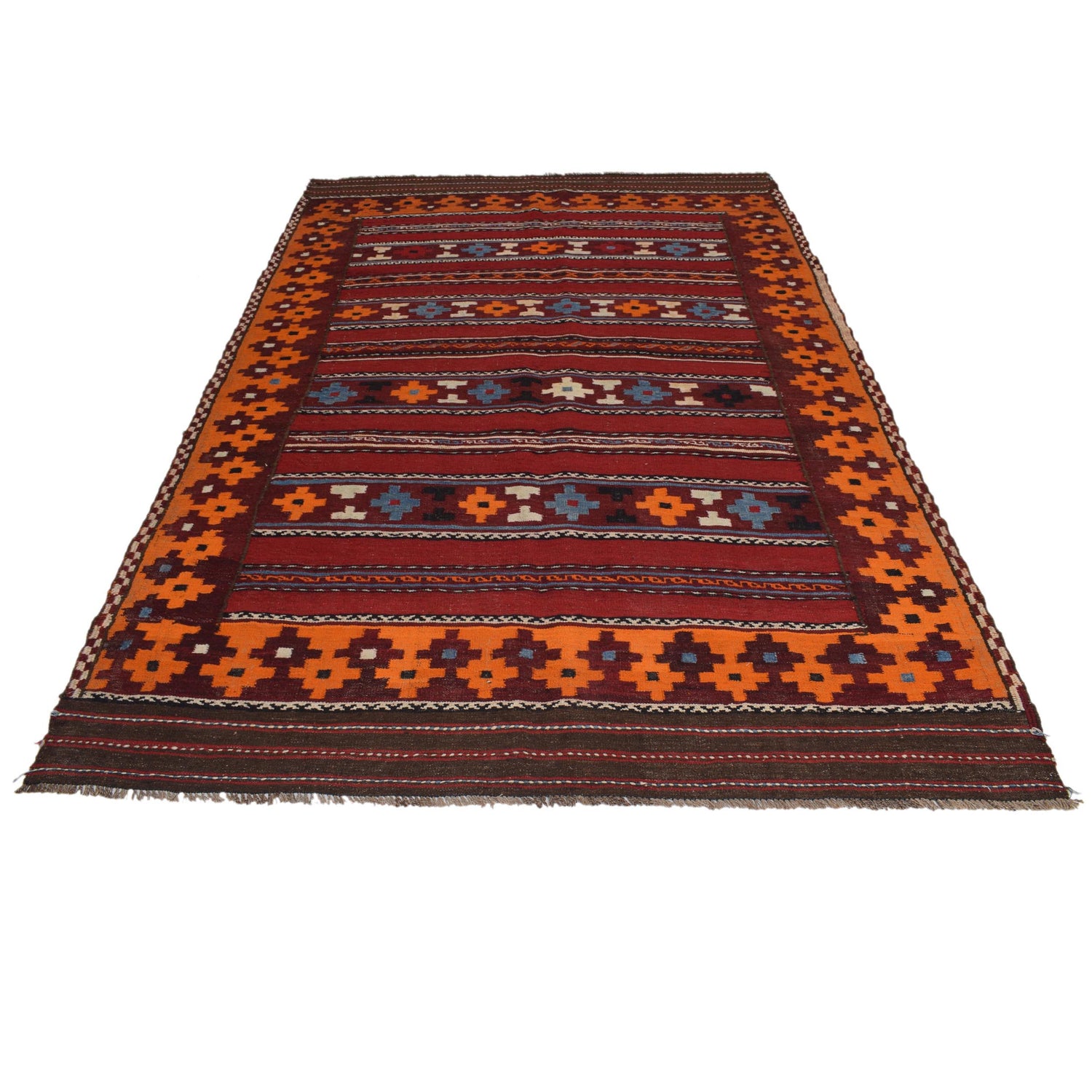 Flatweave Red Kilim 5' 9" x 9' 0" ft / 175 x 274 cm - No. G31301