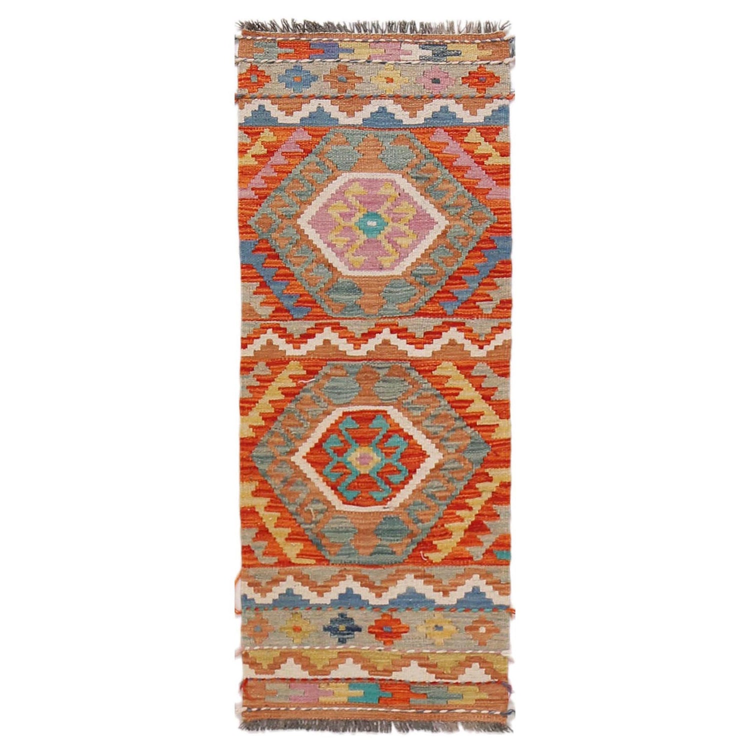 Hand Made Afghan Kilim Runner 1' 8" x 4' 5" ft / 50 x 134 cm - No. G31436