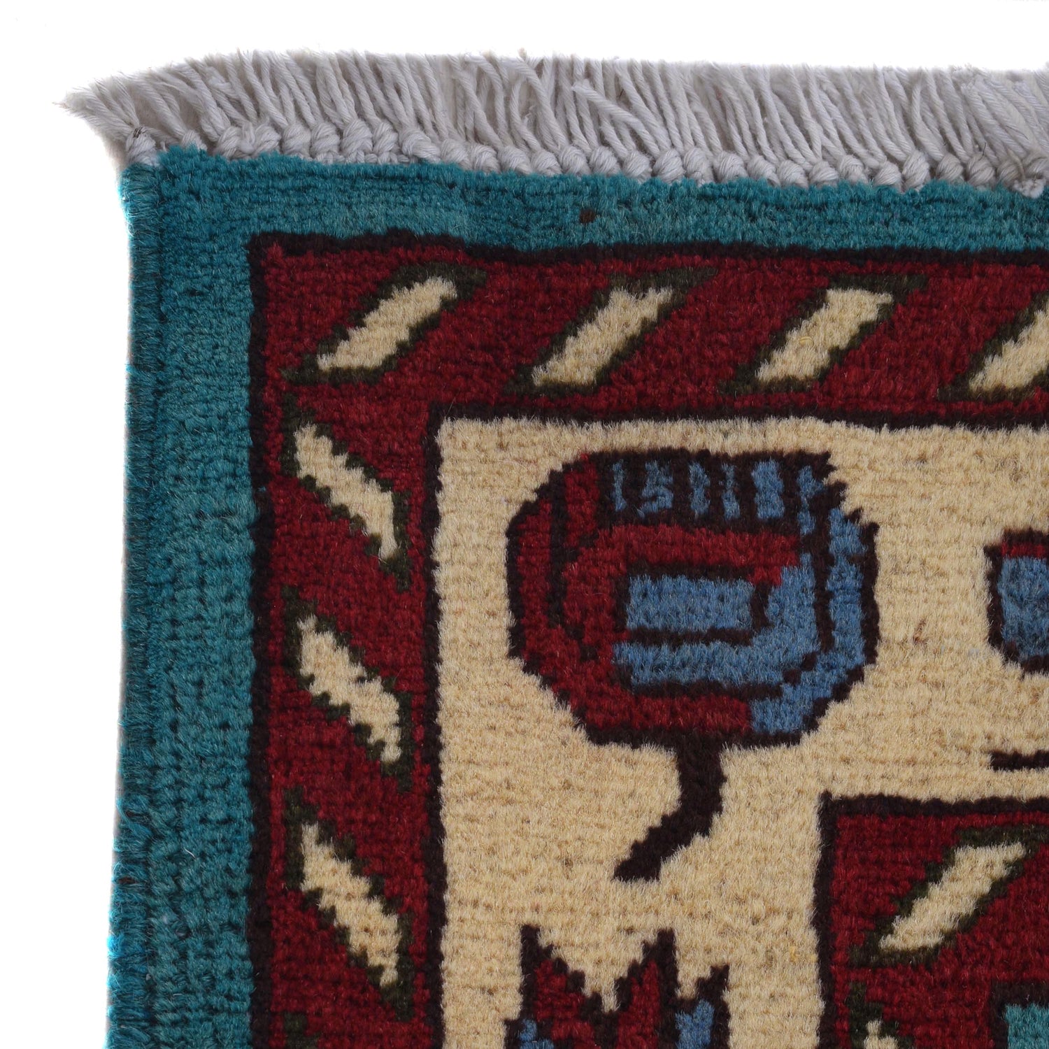 Handmade Afghan War Area Rug 4' 2" x 5' 11" ft / 127 x 180 cm - No. G31621