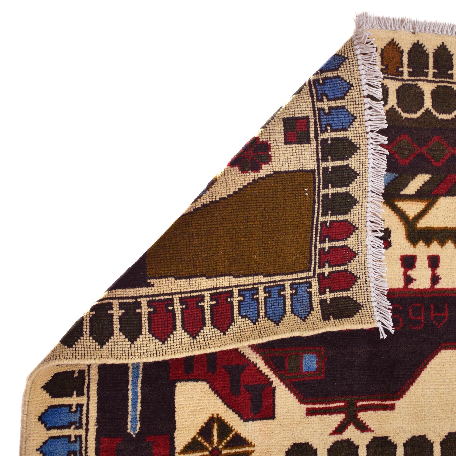 Beige Color War Rug 2' 11" x 4' 5" ft / 88 x 135 cm - No. G31654