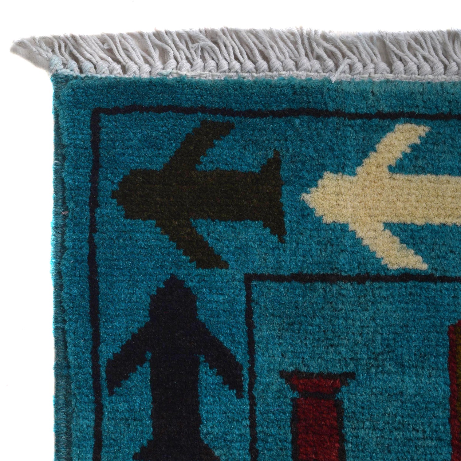 Blue Color War Rug 4' 1" x 6' 2" ft / 124 x 189 cm - No. G31656