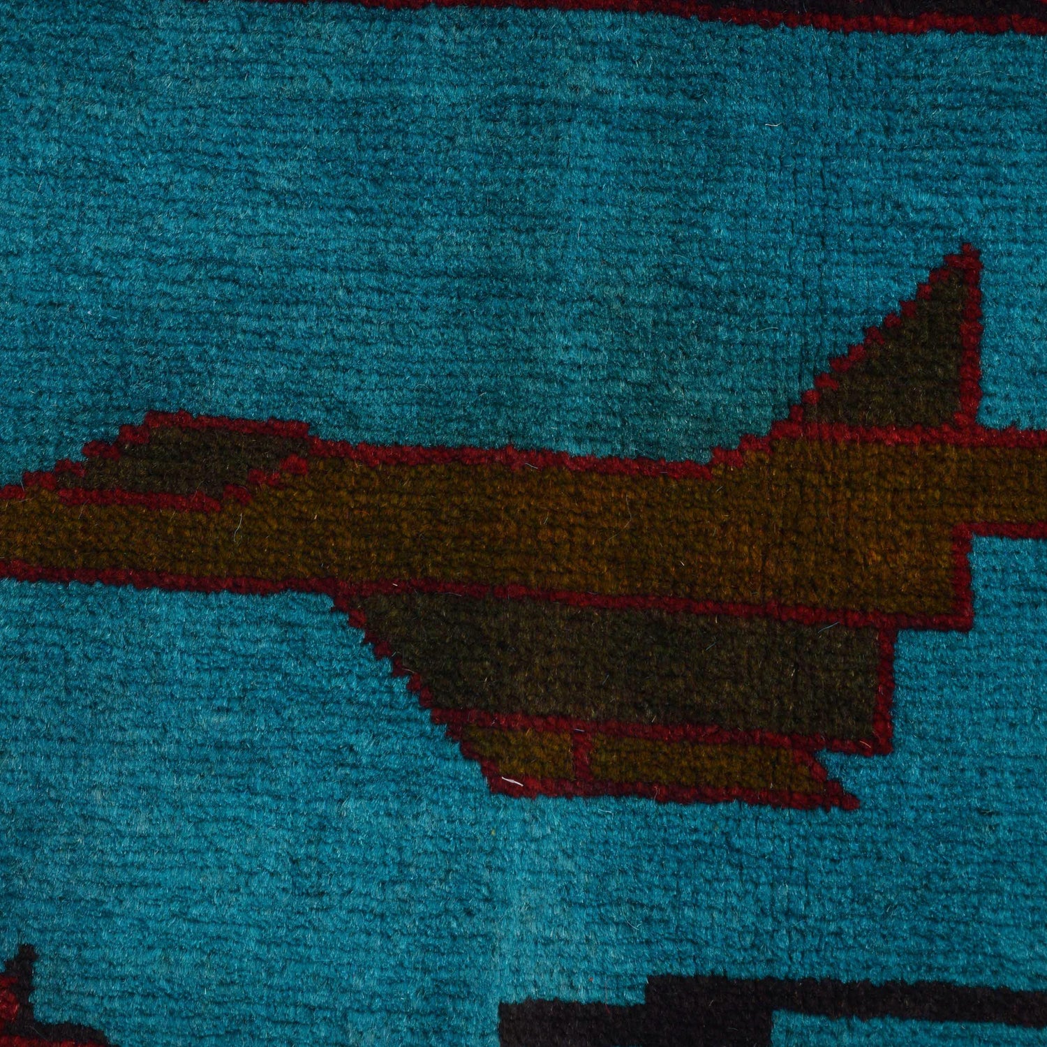 Blue Color War Rug 4' 1" x 6' 2" ft / 124 x 189 cm - No. G31656