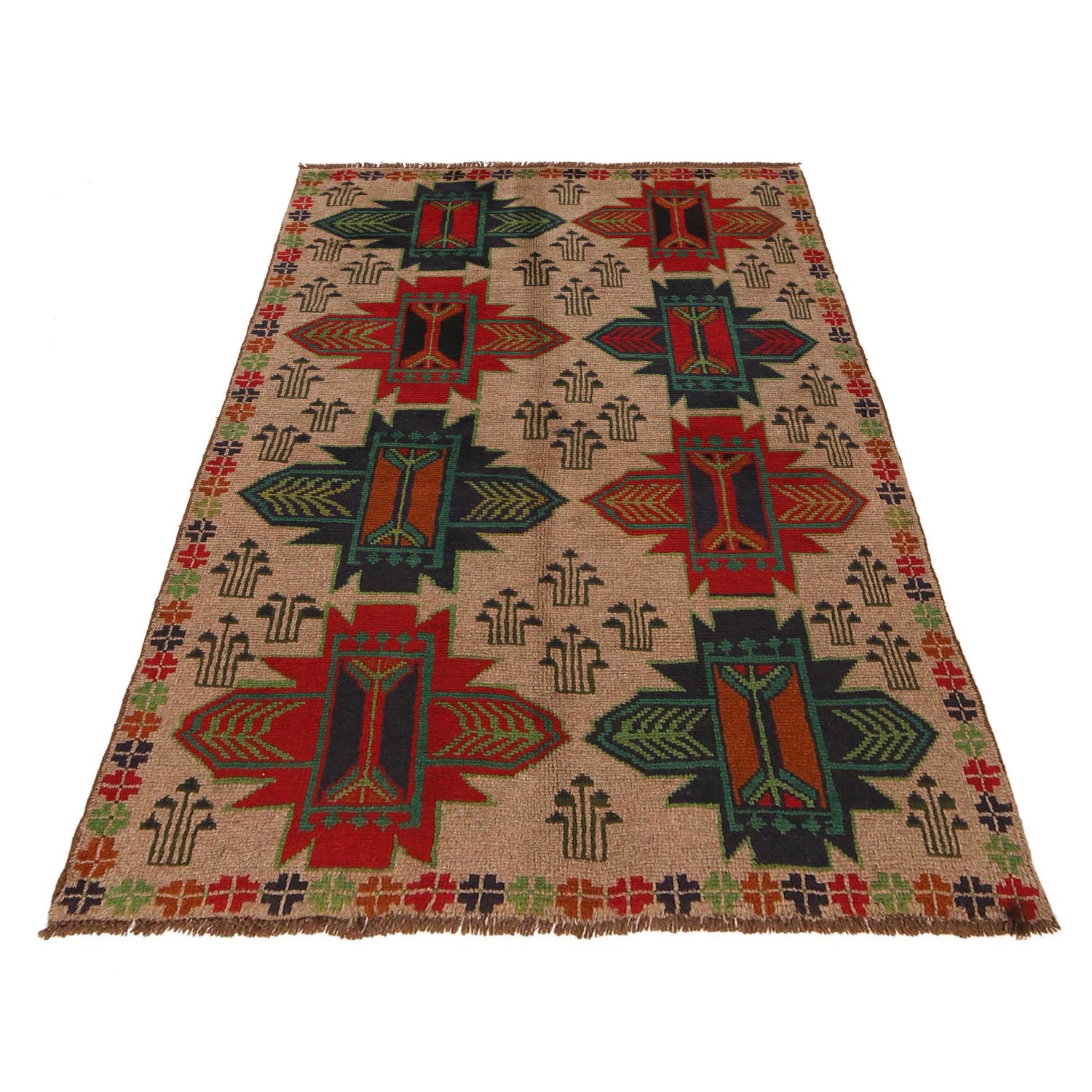 Tribal Baloch Rug 4' 2" x 6' 7" ft / 123 x 188 cm - No. G31680
