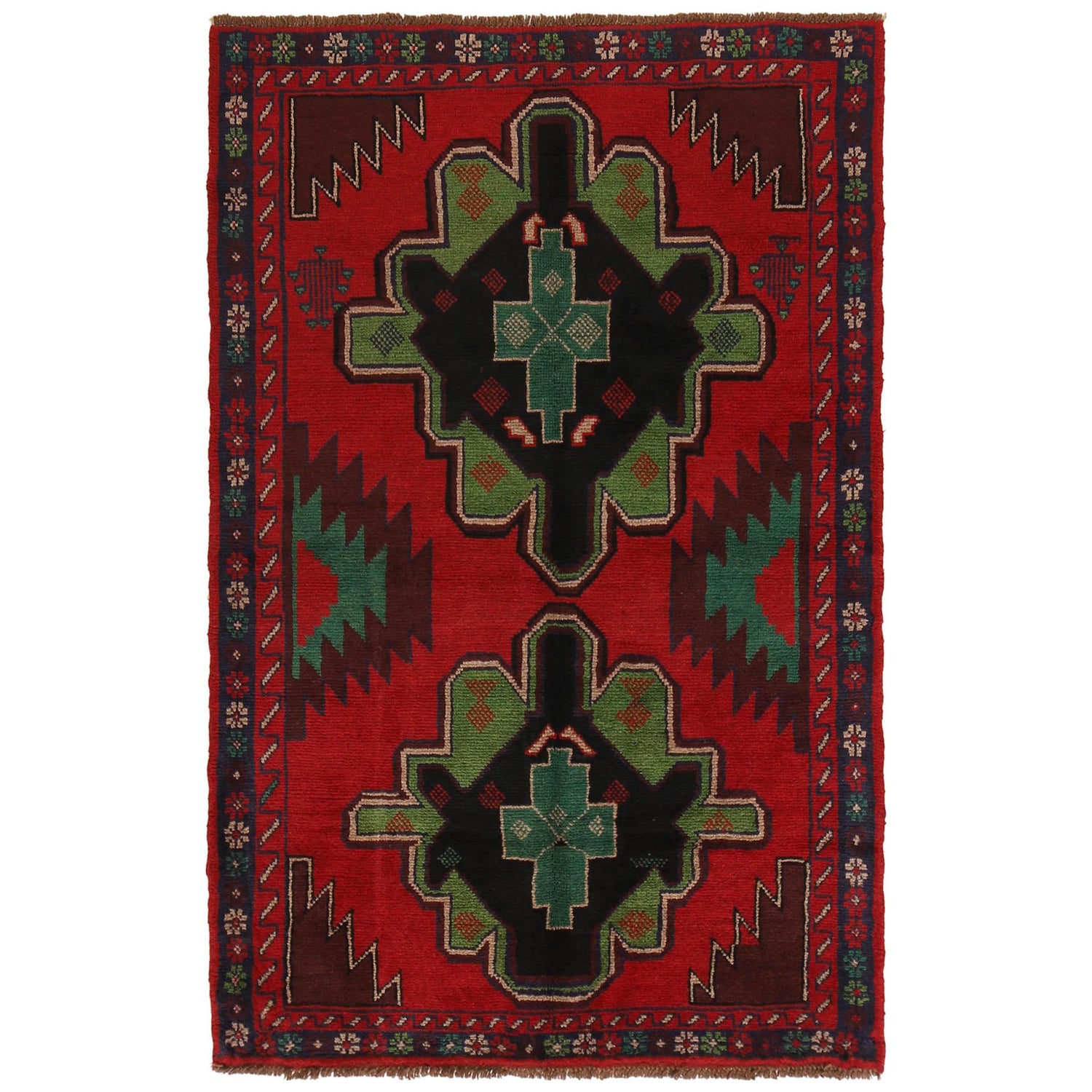 Tribal Baloch Rug 4' 0" x 6' 2" ft / 123 x 188 cm - No. G31683