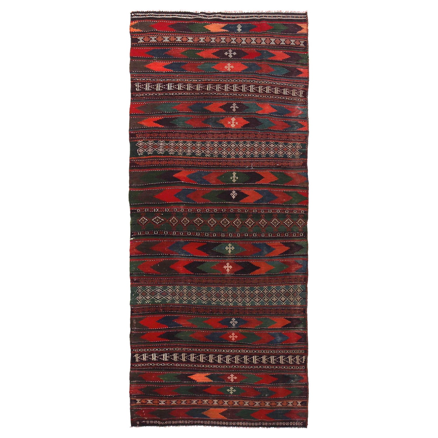 Hand Knotted Sufra Kilem Runner 3' 8" x 10' 0" ft / 112 x 306 cm - No. G32088
