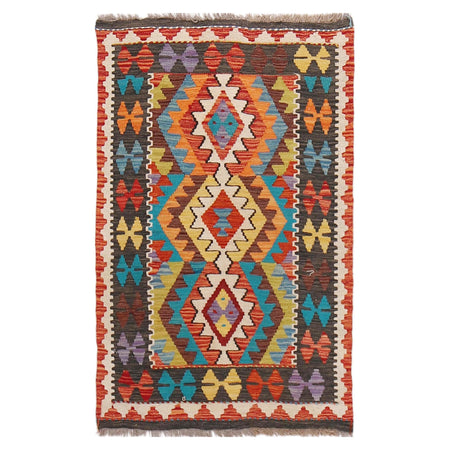 Hand Woven Wool Kelim 2' 7" x 3' 11" ft / 80 x 120 cm - No. G33007