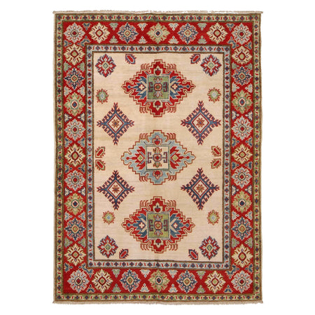 Handmade Kazak Area Rug 4' 0" x 5' 9" ft / 122 x 174 cm - No. G33023