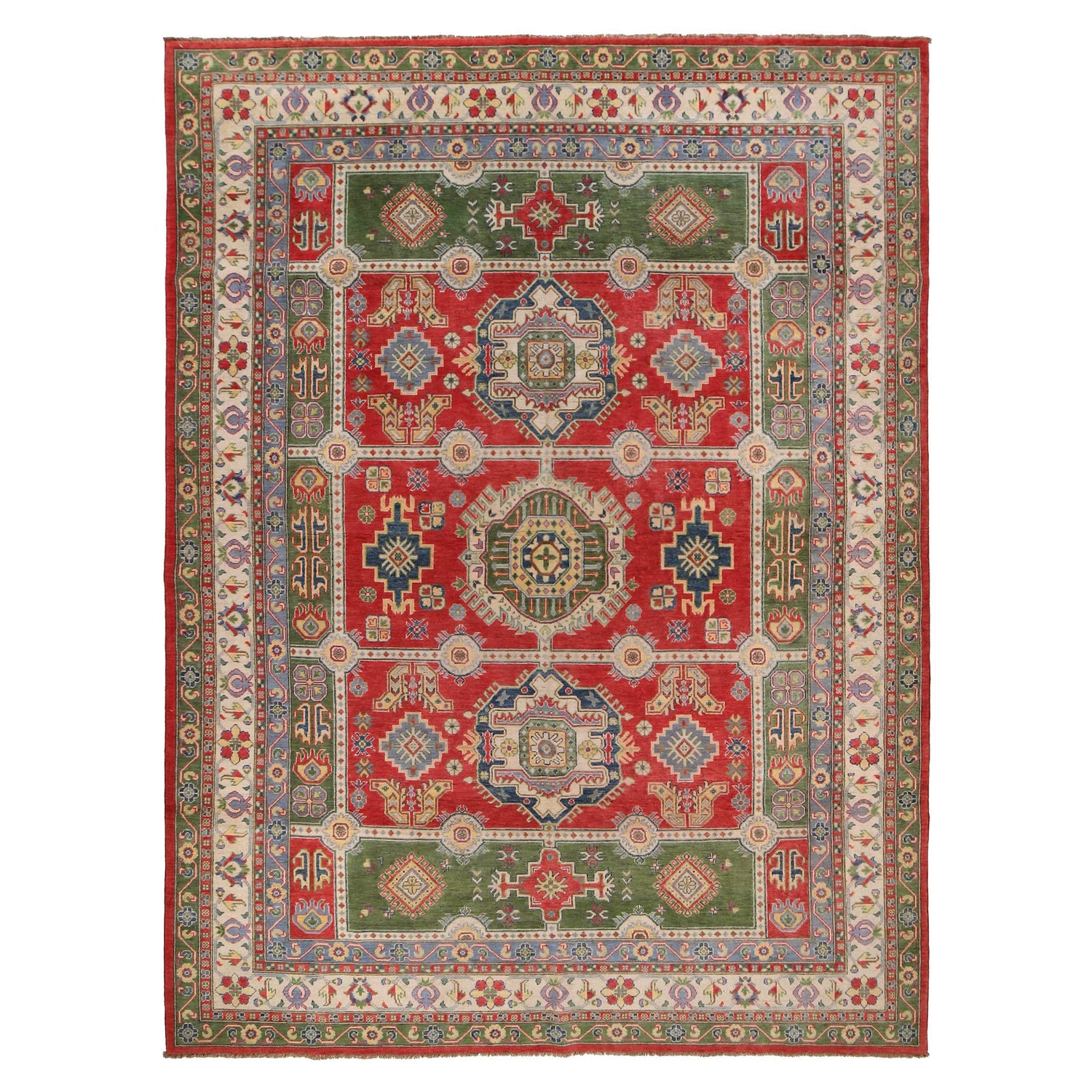 Hand knotted Kazak Carpet 8' 11" x 11' 11" ft / 272 x 363 cm - No. G33097
