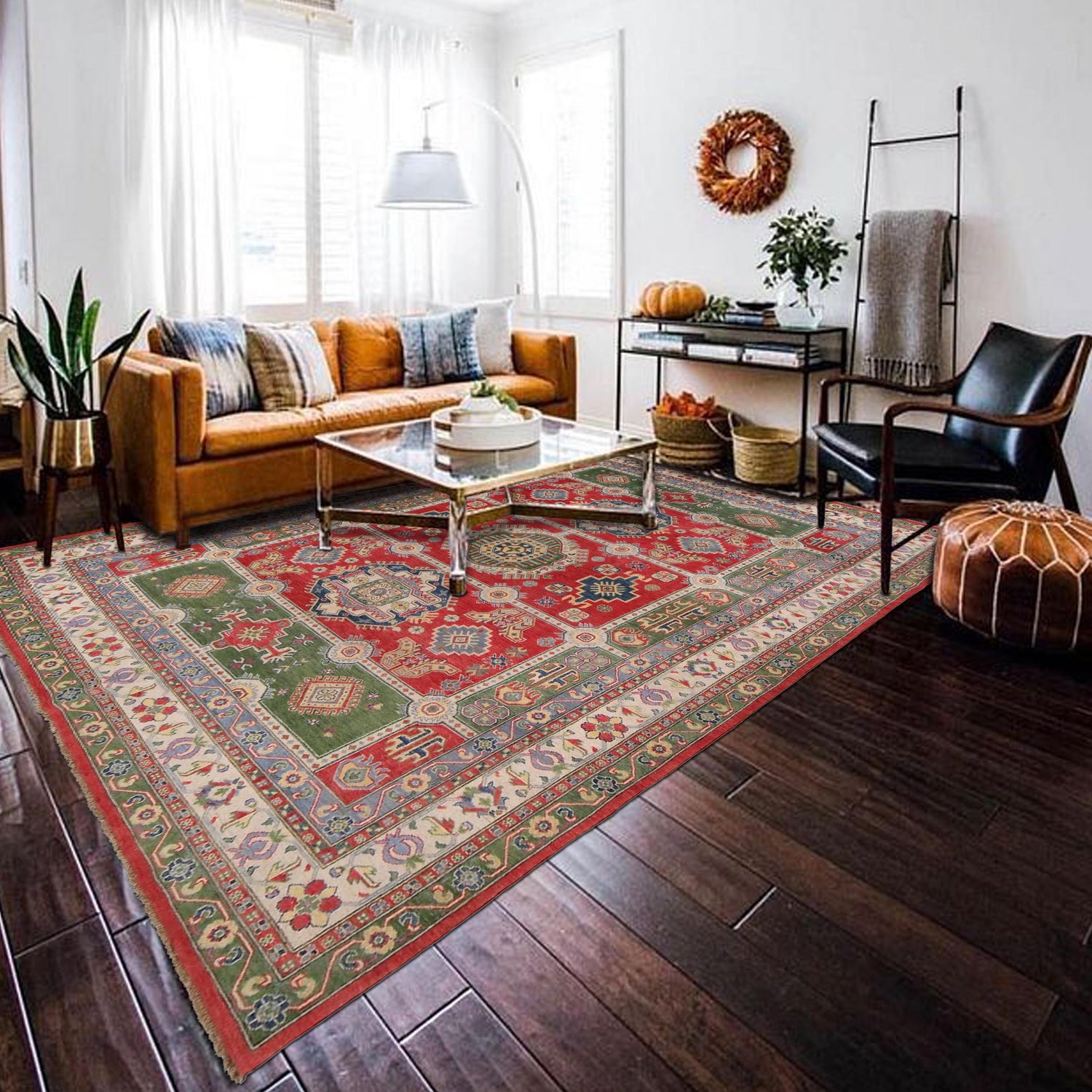 Hand knotted Kazak Carpet 8' 11" x 11' 11" ft / 272 x 363 cm - No. G33097