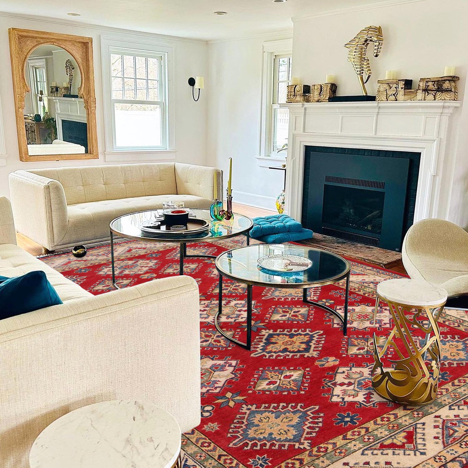 Red Kazak Rug 6' 5" x 9' 9" ft / 195 x 296 cm - No. G33099