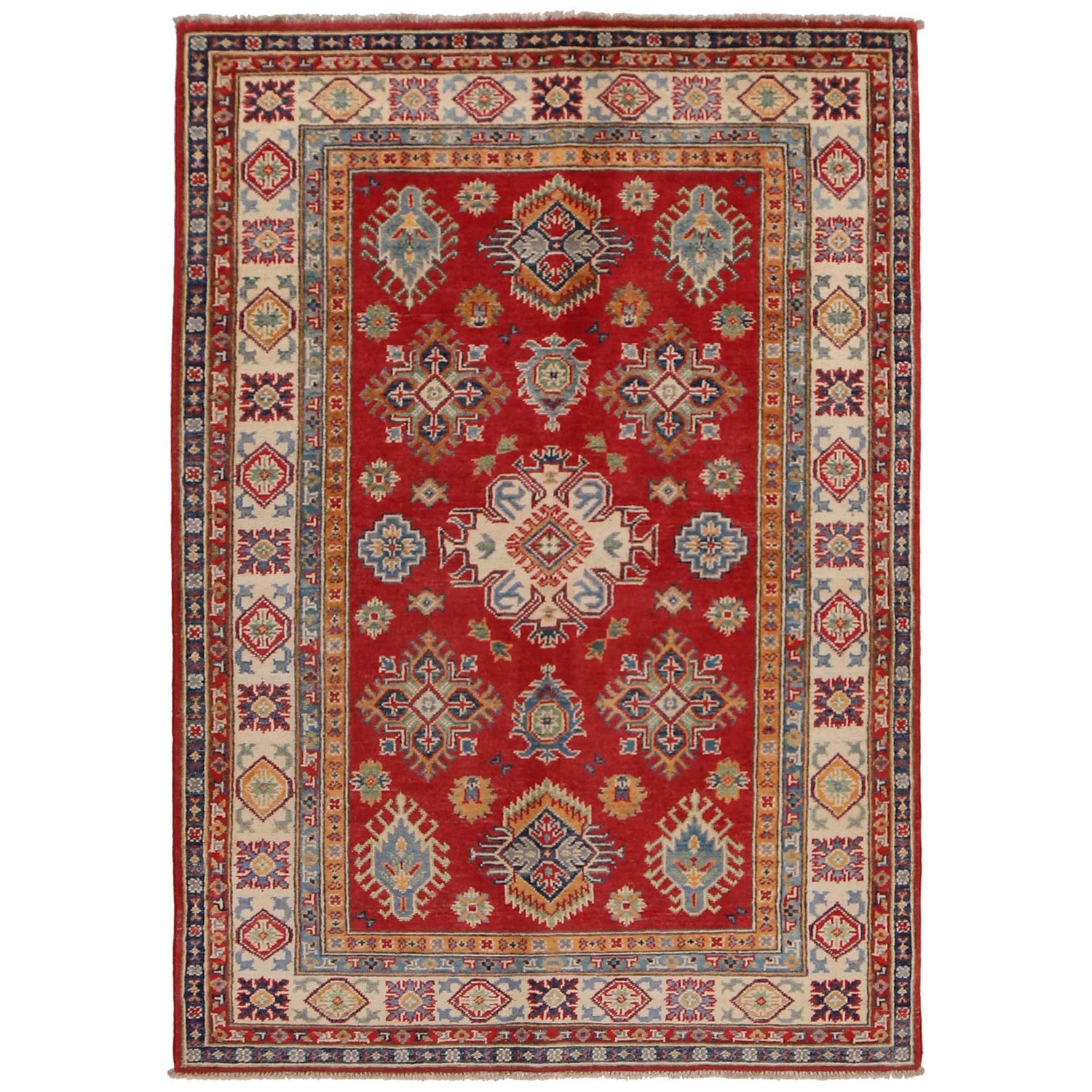 Oriental Kazak Rug 4' 1" x 5' 11" ft / 124 x 180 cm - No. G34000