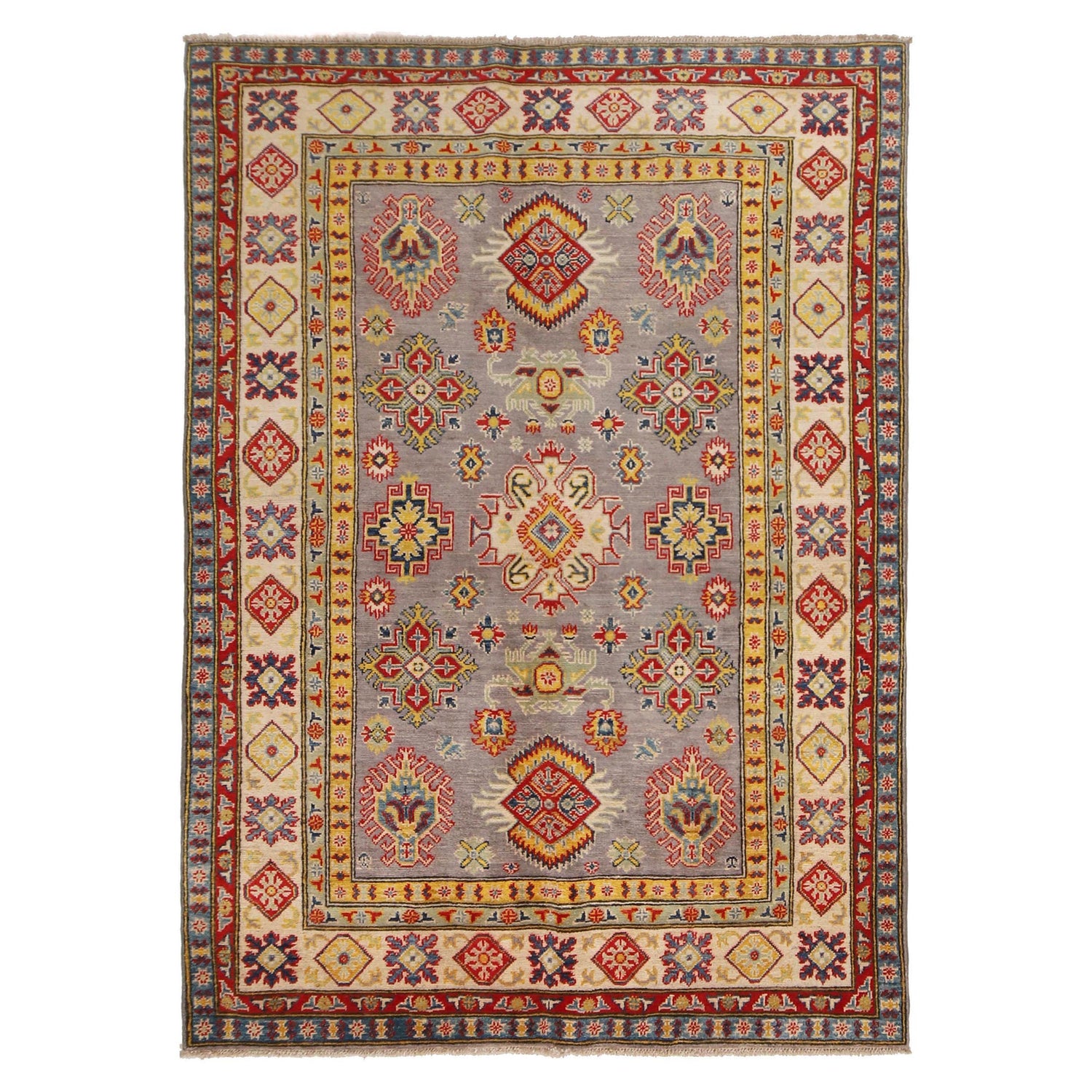 Hand knotted Kazak Carpet 4' 11" x 7' 0" ft / 150 x 213 cm - No. G34021