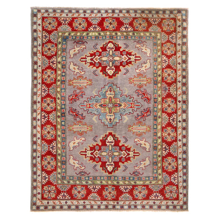 Gray Color Kazak Rug 5' 0" x 6' 7" ft / 152 x 201 cm - No. G34024